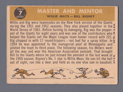 1960 Topps #7 Master & Mentor Mays & Rigney San Fran Giants Baseball Card VG+ 