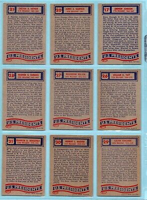 1972 Topps U.S. Presidents Starter Set Lot of 24 Different Cards mixed Grades