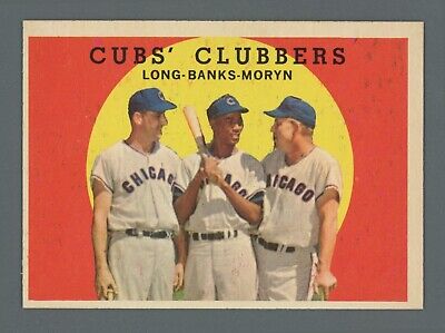 1959 Topps #147 Cubs Clubbers Ernie Banks & others Baseball Card NM o/c pm ft