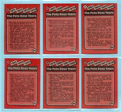 1986 Topps Pete Rose Special Set of 6 Baseball Cards NM