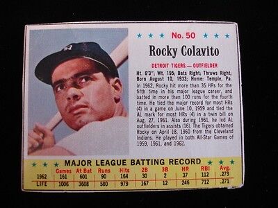 1963 Jello #50 Rocky Colavito Detroit Tigers Card