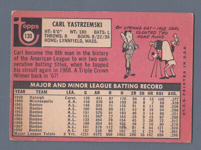 1969 Topps #130 Carl Yastrzemski Boston Red Sox Baseball Card VG+ 