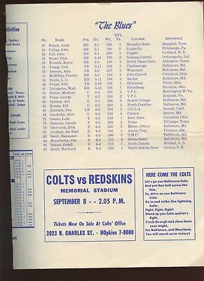 August 12 1957 NFL Football Baltimore Colts Preview Night Program Early Unitas 