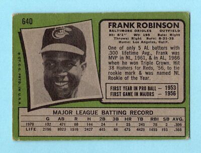 1971 Topps #640 Frank Robinson Baltimore Orioles Baseball Card VG+