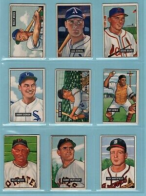 1951 Bowman Starter Set Lot of 18 Diff High Number Baseball Cards V/E - EX issu 