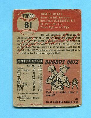 1953 Topps #81 Joe Black Brooklyn Dodgers Baseball Card Low Grade