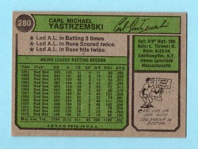 1974 Topps #280 Carl Yastrzemski Boston Red Sox Baseball Card EX