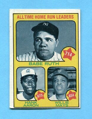 1973 Topps #1 All Time HR Leaders Ruth Aaron Mays Baseball Card EX+ o/c   