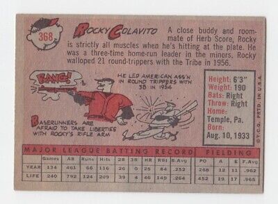 1958 Topps #368 Rocky Colavito Cleveland Indians Baseball Card EX+ o/c