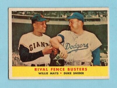 1958 Topps #436 Willie Mays & Duke Snider Baseball Card EX+ ap pmb wrks