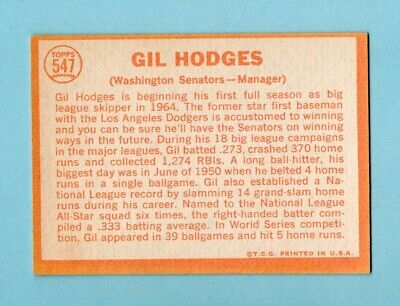 1964 Topps #547 Gil Hodges Wash Senators High Number Baseball Card EX        