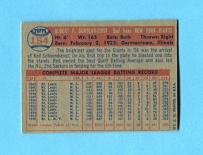 1957 Topps #154 Red Schoendienst New York Giants Baseball Card Ex/Mt o/c