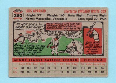 1956 Topps #292 Luis Aparicio Chicago White Sox Rookie Baseball Card Vg/Ex