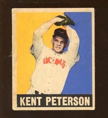 1948 Leaf Baseball Card #42 Kent Peterson Cincinnati Reds Black Hat Variation EX