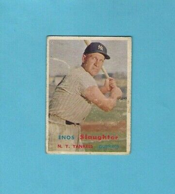 1957 Topps #215 Enos Slaughter New York Yankees Baseball Card Low Grade