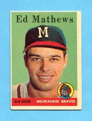 1958 Topps #440 Eddie Mathews Milwaukee Braves Baseball Card EX o/c ap ind   