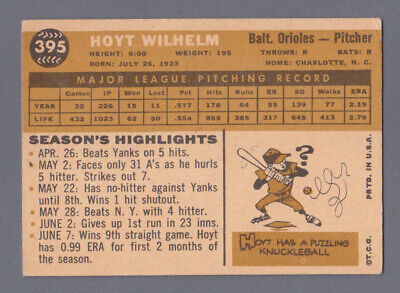 1960 Topps #395 Hoyt Wilhelm Baltimore Orioles Baseball Card EX 