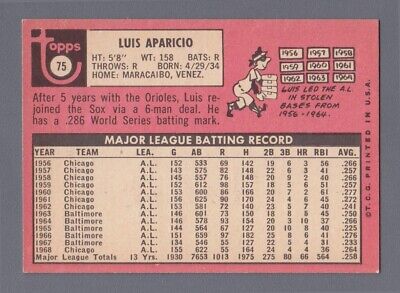 1969 Topps #75 Luis Aparicio Chicago White Sox Baseball Card Ex/Mt   