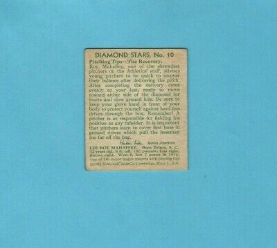 1934-36 Diamond Stars #10 Roy Mahaffey Phila Athletics Baseball Card VG+ 