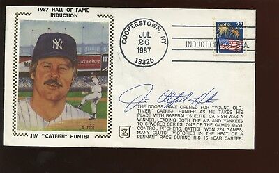 July 26 1987 SIGNED Z Envelope / Cachet Autographed Jim Catfish Hunter w/ Holog