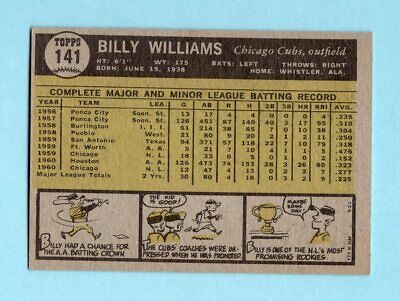 1961 Topps #141 Billy Williams Chicago Cubs Rookie Baseball Card Ex/Mt mk tl