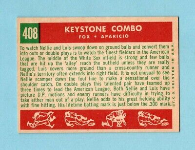 1959 Topps #408 Keystone Combo Fox Aparicio White Sox Baseball Card E+ - E/M o/c