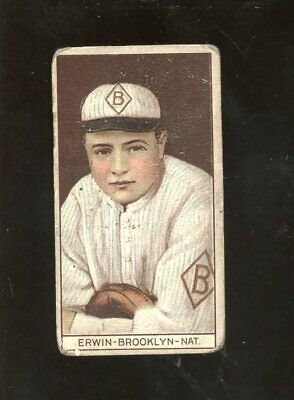 1912 T207 Recruit Brown Background Baseball Card RE Erwin Brooklyn