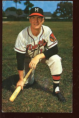 1957 Bill & Bobs Braves Postcard Del Crandall Kneeling 1 Bats Autographed Holo