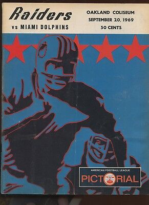 September 20 1969 AFL Program Miami Dolphins at Oakland Raiders