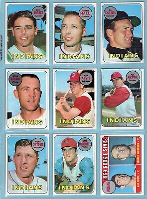 1969 Topps Cleveland Indians Lot of 26 Different Baseball Cards LG - NM  