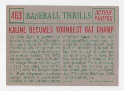 1959 Topps #463 Al Kaline Becomes Youngest Bat Champ Baseball Card Ex/Mt