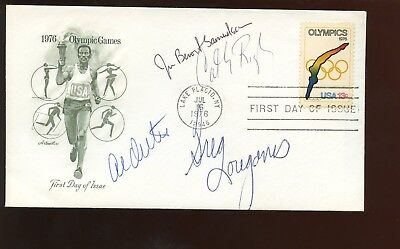 July 6 1976 1st Day Issue Envelope / Cachet Autographed Oerter Rigby Louganis 