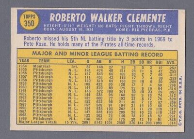 1970 Topps #350 Roberto Clemente Pittsburgh Pirates Baseball Card Ex/Mt o/c