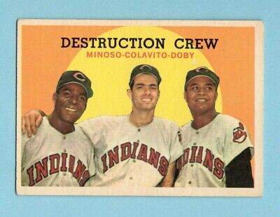 1959 Topps #166 Minoso, Colavito, Doby Cleve Indians Baseball Card EX