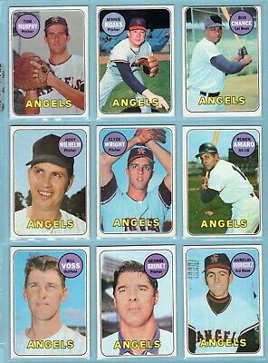 1969 Topps Complete California Angels Team Set of 27 Baseball Cards VG - NM  