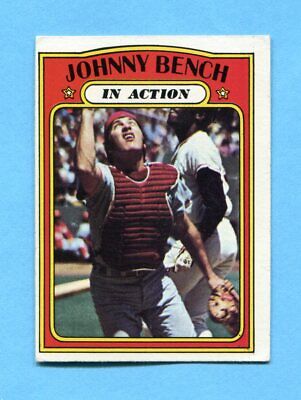 1972 Topps #434 Johnny Bench In Action Cincinnati Reds Baseball Card EX o/c 