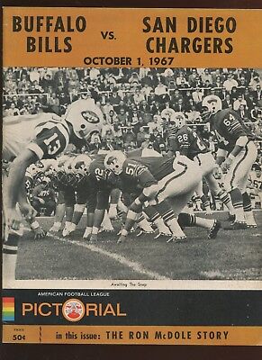 October 1 1967 AFL Program San Diego Chargers at Buffalo Bills EX+