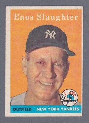 1958 Topps #142 Enos Slaughter New York Yankees Baseball Card Ex/Mt o/c