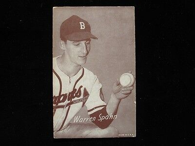 1947-66 Exhibit Card - Warren Spahn - 'B' on Cap - VG-EX