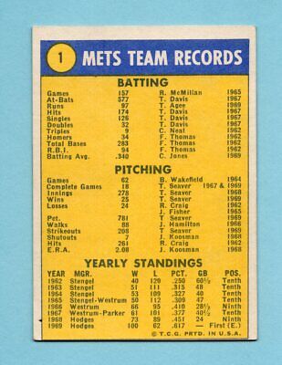 1970 Topps #1 World Champions New York Mets Team Baseball Card EX o/c   