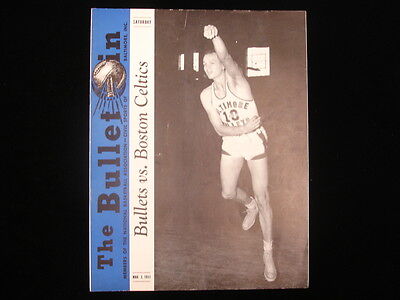 March 3, 1951 Boston Celtics @ Baltimore Bullets Program