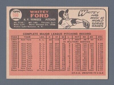 1966 Topps #160 Whitey Ford New York Yankees Baseball Card Ex/Mt ap twk      