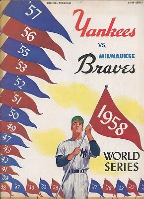 1958 World Series Program Milwaukee Braves at New York Yankees EX