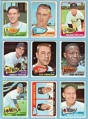 1965 Topps Lot of 70 Different Baseball Cards EM/NM fronts, yet stained backs