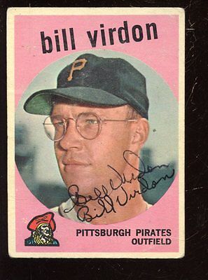 1959 Topps Baseball Card #190 Bill Virdon Autographed