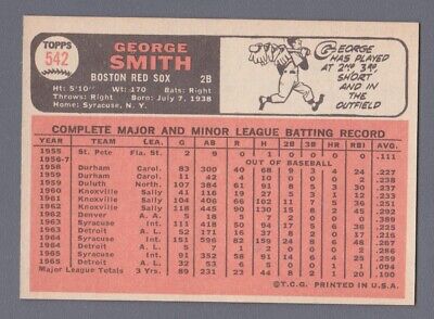 1966 Topps #542 George Smith Boston Red Sox High Number Baseball Card NM str