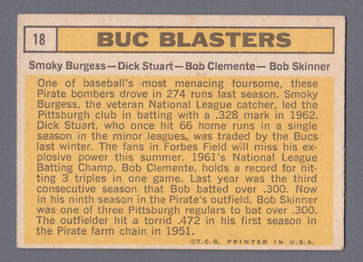 1963 Topps #18 Buc Blasters Roberto Clemente & others Baseball Card EX  