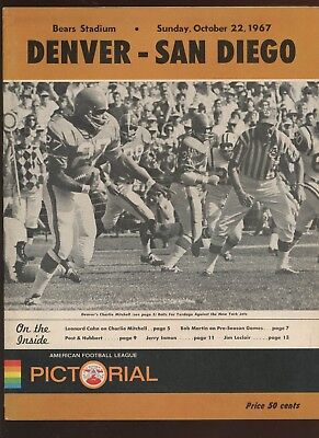 October 22 1967 AFL Program San Diego Chargers at Denver Broncos EXMT