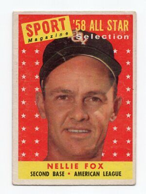 1958 Topps #479 Nellie Fox All-Star Chicago White Sox Baseball Card VG+ lgt wrks