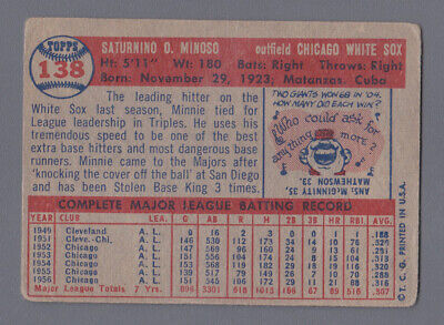 1957 Topps #138 Minnie Minoso Chicago White Sox Baseball Card Low Grade